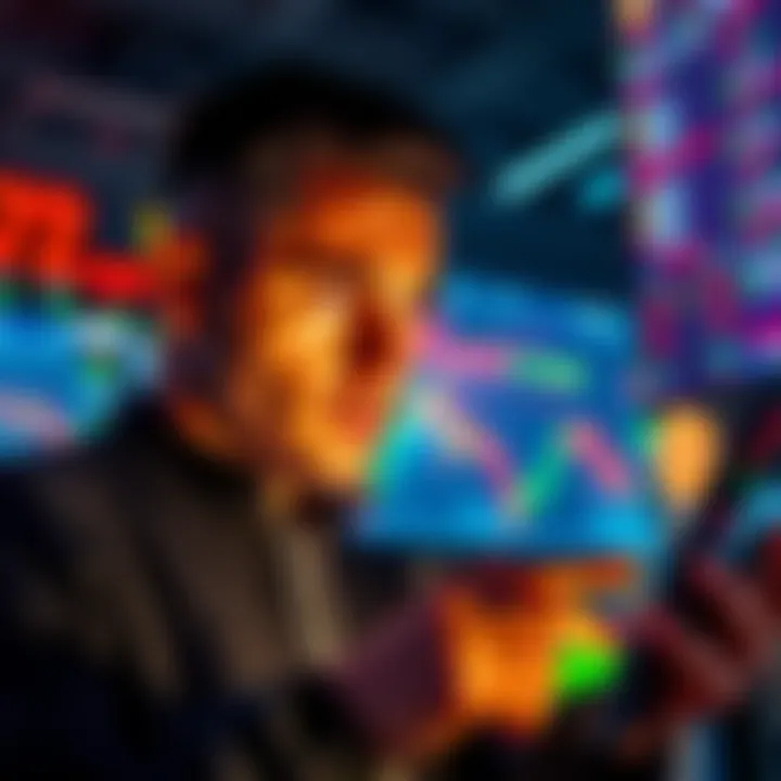 A person looking worried while checking stock market charts on a digital device, reflecting concern about selling investments.