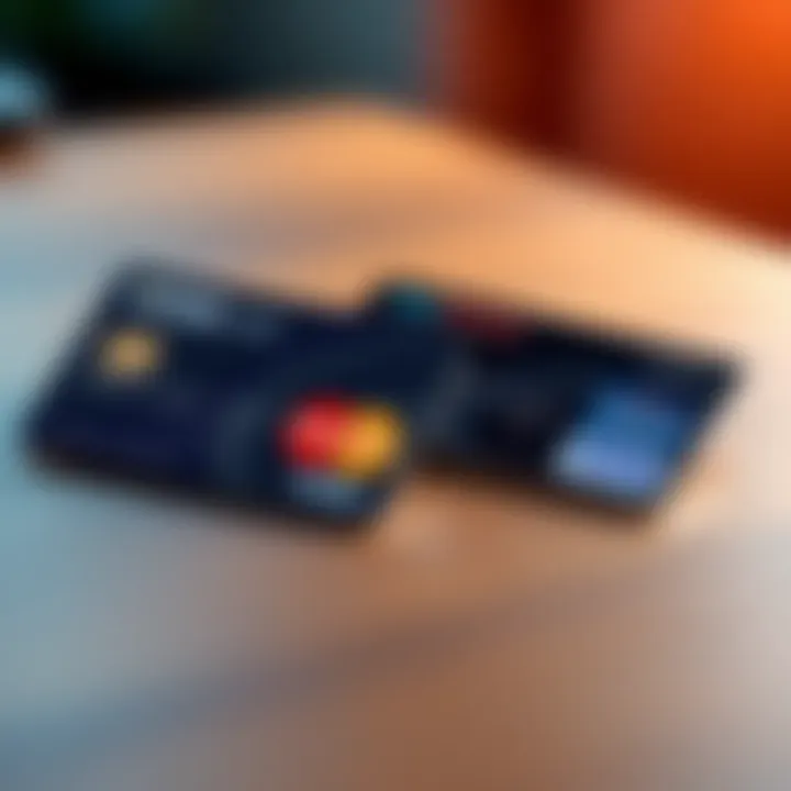 A Mastercard and a Visa card placed next to each other on a wooden table, highlighting the choice between the two.