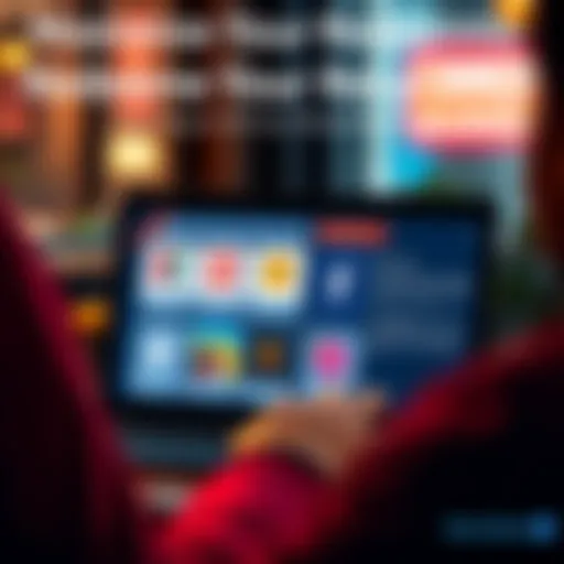 A person looking at a laptop screen with various rewards displayed, showing different options for redeeming 21k Revpoints.