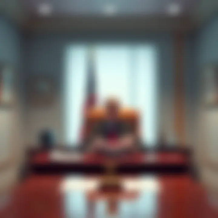 A mayor sits behind a desk with city documents and a flag, considering the responsibilities of their position.