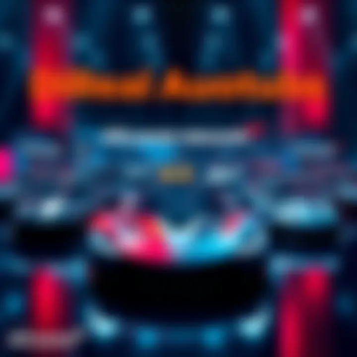 Graphic showcasing McLaren Racing's new digital collectibles program, featuring sleek cars and digital elements