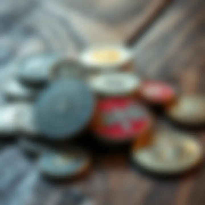 Medieval Serbian Coins A collection of medieval Serbian coins on a wooden table, showcasing their unique designs and craftsmanship