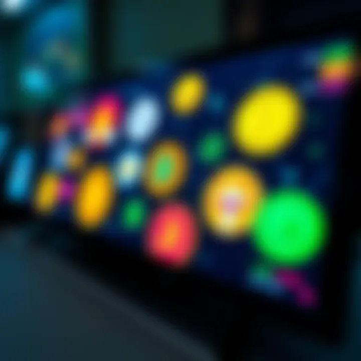 A digital screen displaying various meme coins with playful graphics, illustrating the fun and speculative nature of cryptocurrency investments.