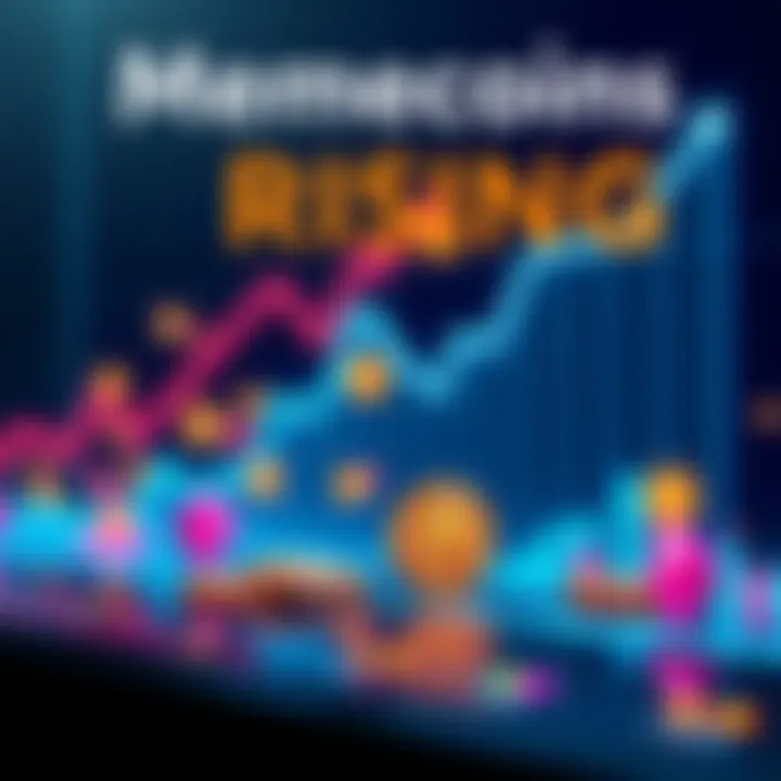 A graphic showcasing various memecoins like LIT with upward trends on a chart, while Bitcoin and Ethereum are shown declining.