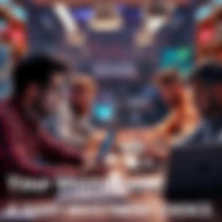 A group of people looking concerned while discussing memecoins at a table with laptops and charts