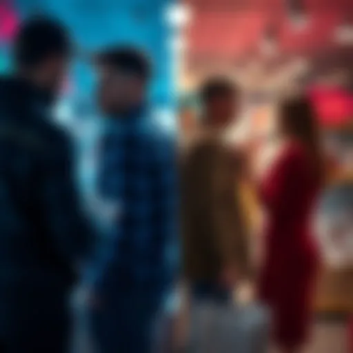 A graphic showing a split image of men posting items for sale on one side and women making buying posts on the other side in a Facebook Buy & Sell group.