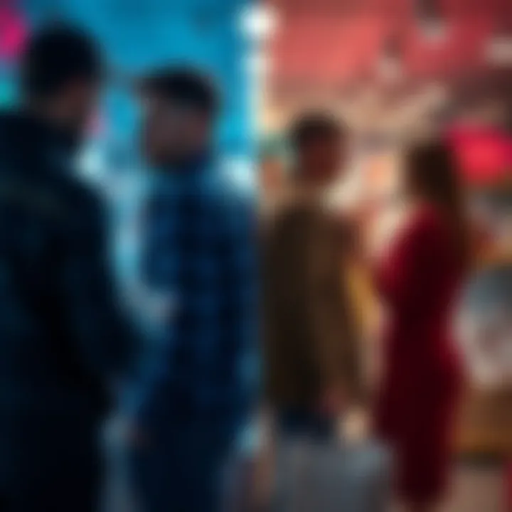 A graphic showing a split image of men posting items for sale on one side and women making buying posts on the other side in a Facebook Buy & Sell group.