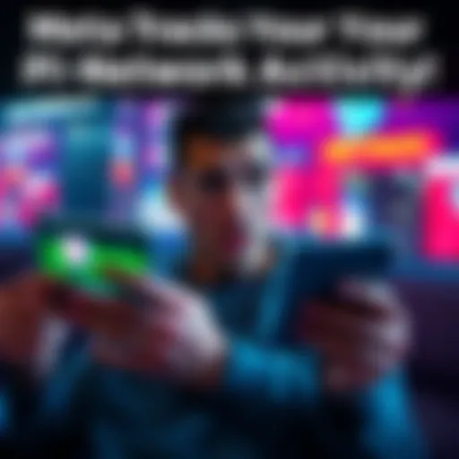 User looks shocked while reviewing their Instagram data showing unexpected tracking of Pi Network activities by Meta.