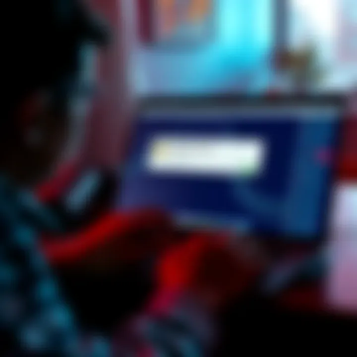 A frustrated user looking at a blocked account screen on a laptop, showing a warning message about the easy earn feature being disabled.