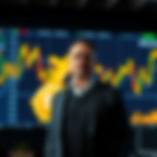 Michael Saylor stands in front of a digital screen showing Bitcoin charts, symbolizing his recent $101 million investment in Bitcoin after market turmoil.