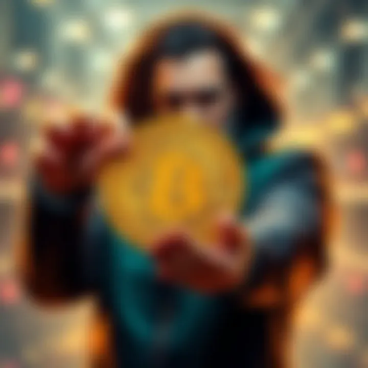 Michael Saylor holding a Bitcoin symbol, representing his increased holdings of 720,000 BTC.