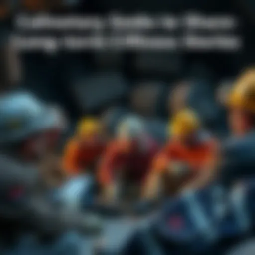 A group of miners discussing their long-term health issues from occupational exposure