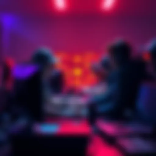 A group of people collaborating in front of computers, pooling resources for solo mining on CK Pool
