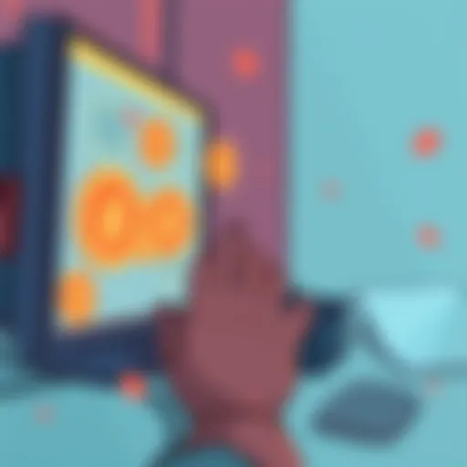 Illustration showing a person looking confused at a computer screen with icons of Shib, Bone, and ETH disappearing