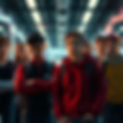 A group of worried teens standing together, looking concerned about their future and missing from education or work statistics in the UK.