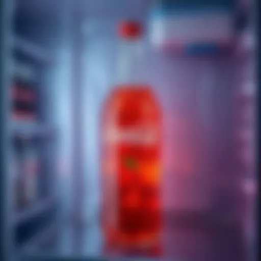 A bottle containing a mixed drink stored in a refrigerator, showcasing its freshness after being kept for three months.
