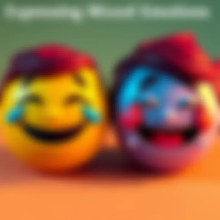 Emojis Showing Mixed Emotions Two emojis side by side: a smiling face with sweat and a sad but smiling face, representing complex feelings.