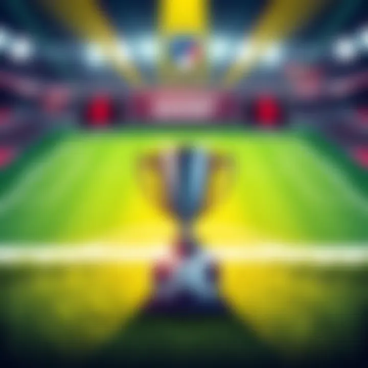 Illustration showing a soccer field with a leaderboard and hotstreak trophy, highlighting competition rewards.