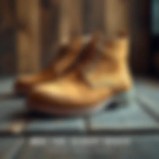 Moc Toe Aldert boots in tan color displayed on a wooden surface, showcasing comfort and style