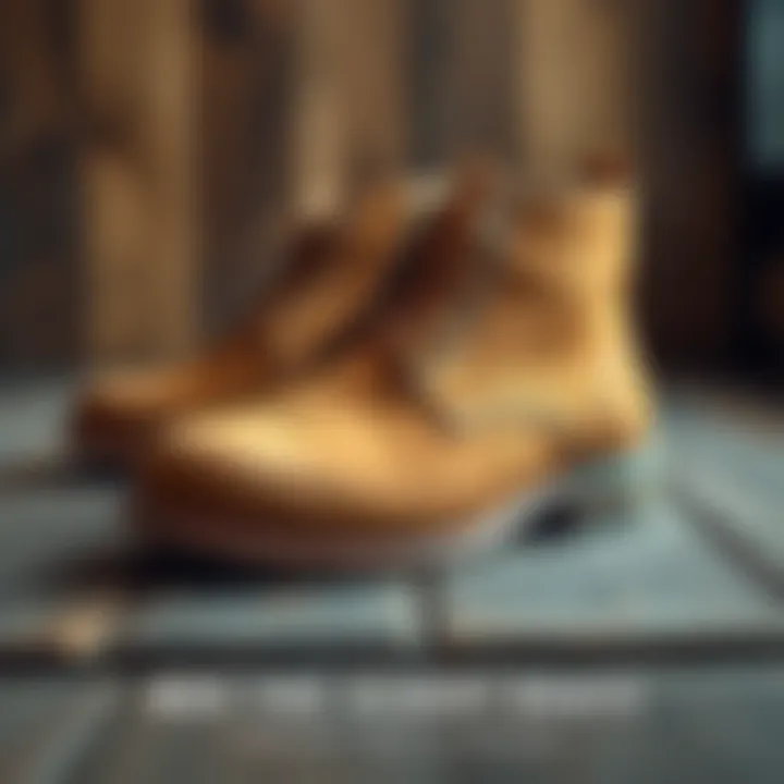 Moc Toe Aldert boots in tan color displayed on a wooden surface, showcasing comfort and style