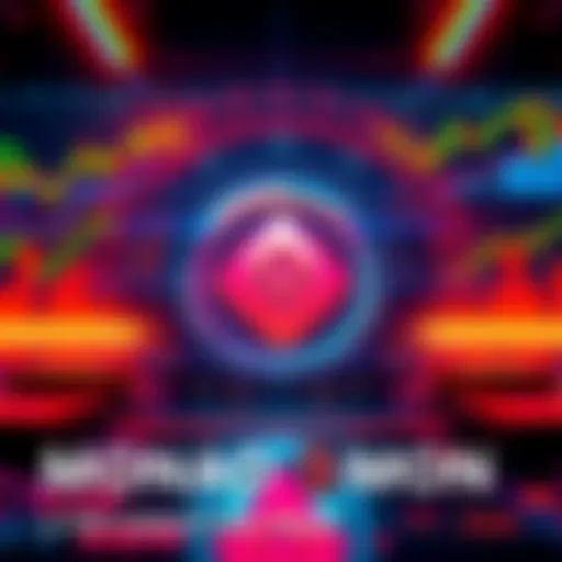 A digital representation of the Monad $MON project showcasing its logo and technical features with a backdrop of financial graphics.