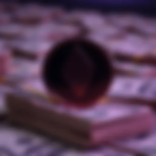 Monero cryptocurrency symbol shown with a stack of dollar bills representing anonymous donations