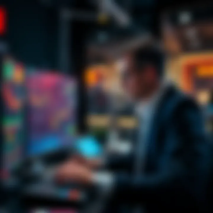 A trader analyzing Monero vouchers on a screen, illustrating the concept of naked shorting in cryptocurrency markets.