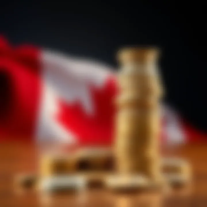 A stack of coins with a Canadian flag in the background, symbolizing income in Canada.