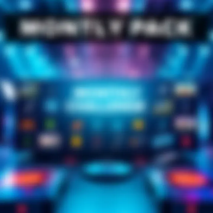 Monthly Challenge Pack Overview A visual representation of the monthly challenge pack, showing both paid and free content included, with icons for each type of content.