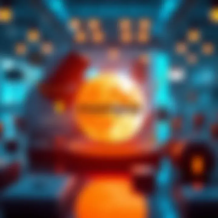 A graphic showing Moonpay logo with digital payment icons around it, symbolizing innovation in transactions