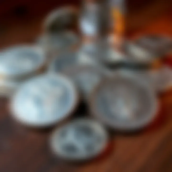 Morgan Silver Dollar Coins A collection of Morgan silver dollars graded MS68, showing their shimmering surfaces and details, arranged on a wooden table