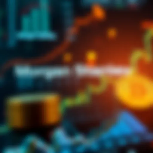 Morgan Stanley logo with bitcoin graphics and financial charts showing growth