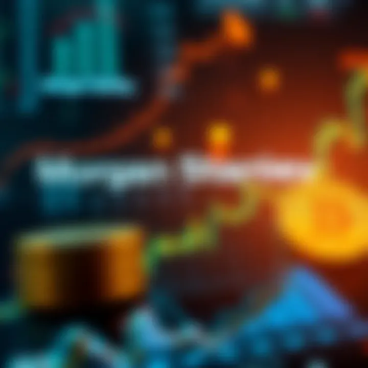 Morgan Stanley logo with bitcoin graphics and financial charts showing growth