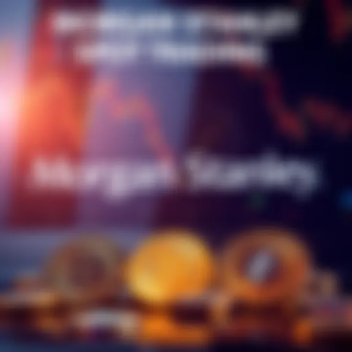 A graphic showing the Morgan Stanley logo alongside cryptocurrency symbols like Bitcoin and Ethereum, representing the launch of spot crypto trading on E*Trade.
