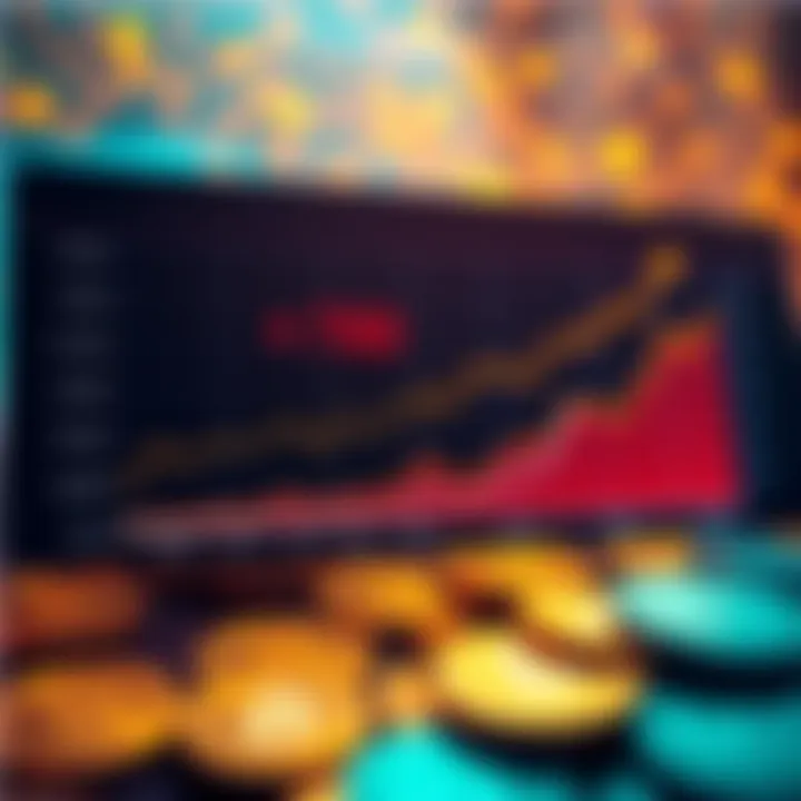 A chart showing MSTR's dividend growth alongside stable Bitcoin prices, with a background of digital currency symbols.