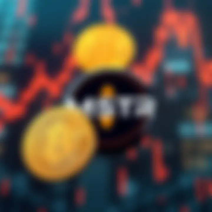 MSTR logo with Bitcoin prices dropping in the background, symbolizing financial pressure