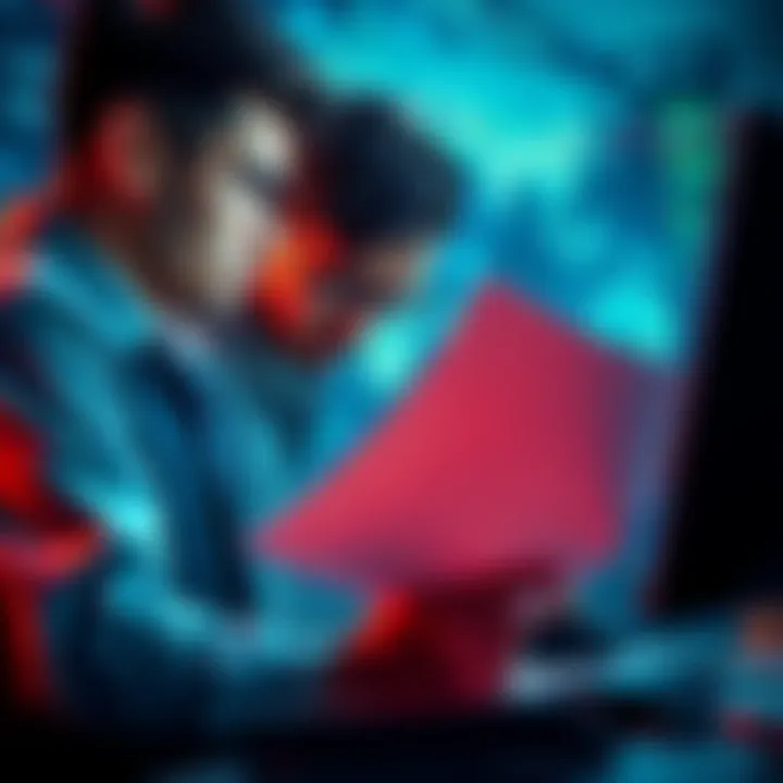 Mt Gox Bitcoin Seizure Person reviewing legal documents related to Mt Gox bitcoin payments with a computer and a concerned expression