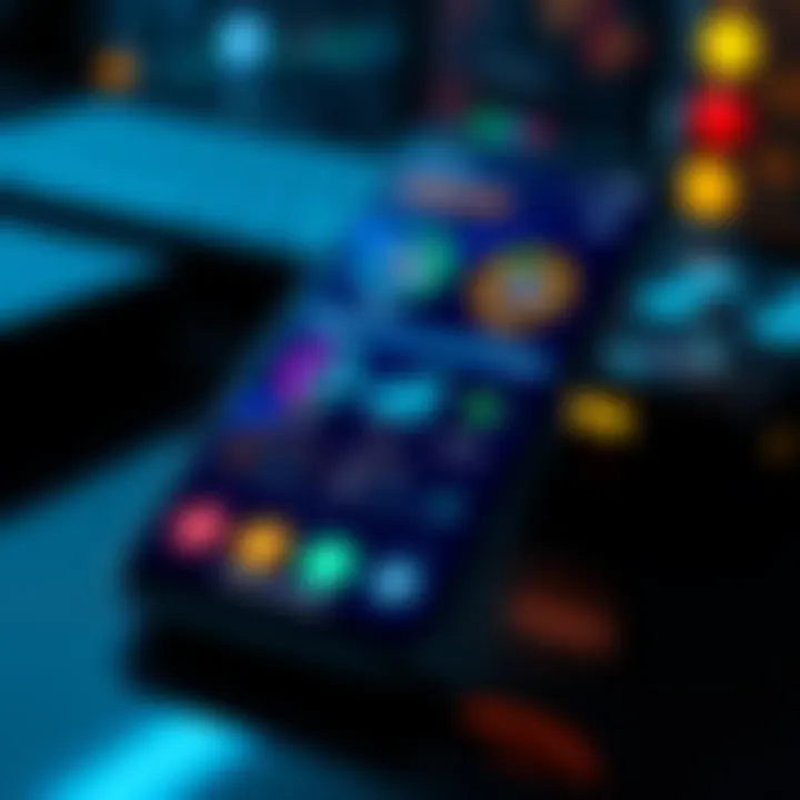 A smartphone screen showing various bandwidth sharing apps running simultaneously, highlighting their performance indicators