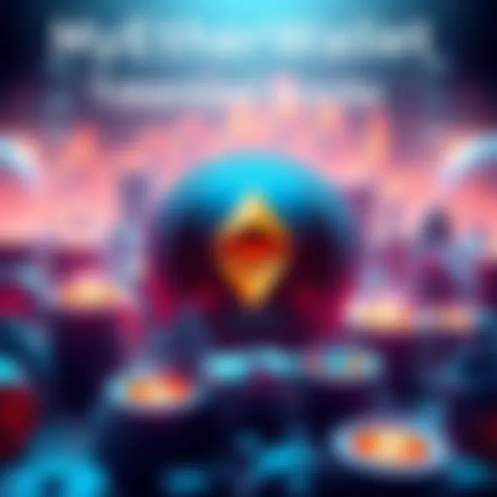 An illustration showing MyEtherWallet logo with stock market symbols and Ethereum logo, representing the launch of tokenized stocks