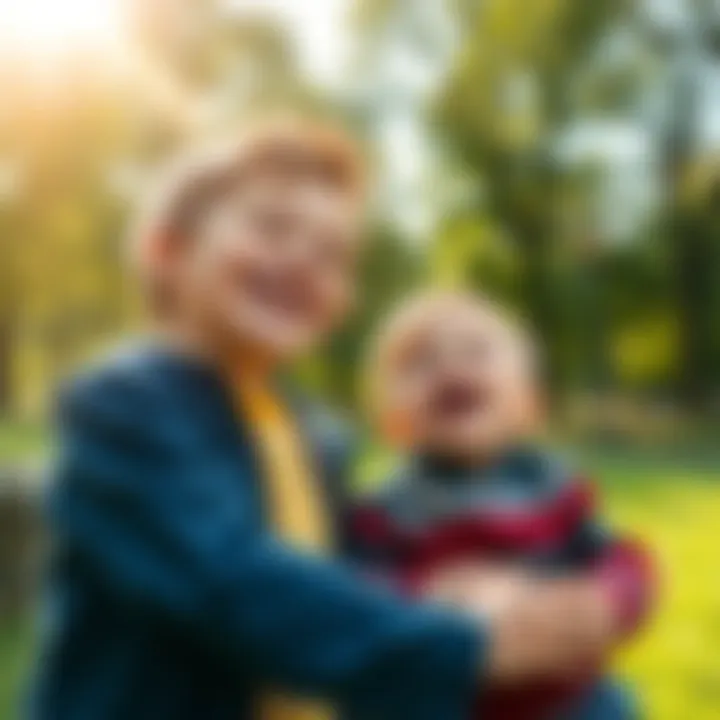 Nate and his younger brother laughing and playing in a park, surrounded by trees and sunshine.