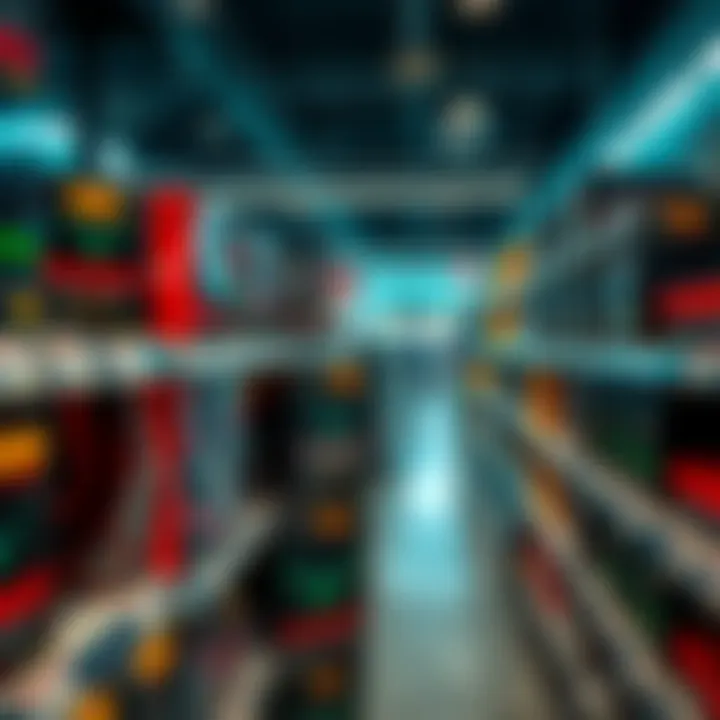 A display of Nerdqaxe++ Rev 7 products on a store shelf, showing limited stock.