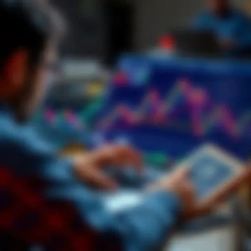 A new investor examines cryptocurrency options on a laptop with charts showing Bitcoin, Ethereum, and other cryptocurrencies on the screen.