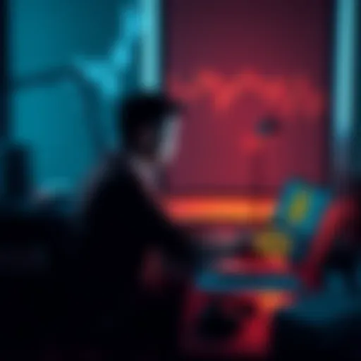 A person sitting at a desk looking at a laptop with Bitcoin symbols on the screen, contemplating their next steps in cryptocurrency.