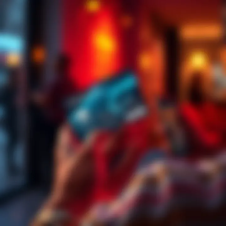 A person holds a new CDC Visa Signature card while looking at their phone with a rewards app open