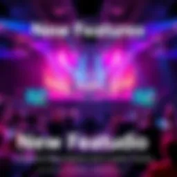 A vibrant digital graphic showcasing Pi App Studio's new features including app development tools and payment options. Creators celebrate at the Creator Event.