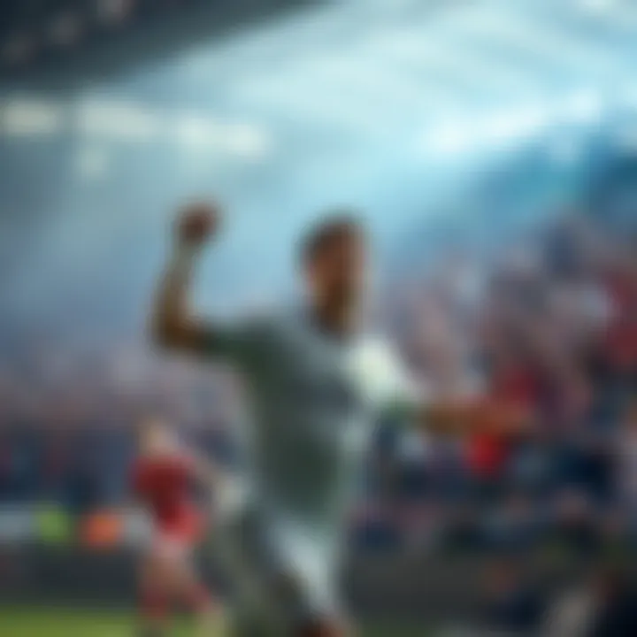 A soccer player joining a team, representing a new full-back signing with fans celebrating in the background