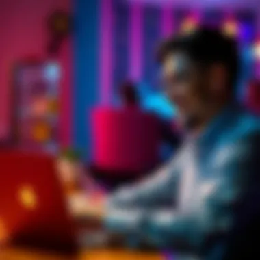A person looking at a laptop with excitement about a new opportunity.