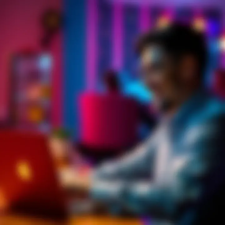A person looking at a laptop with excitement about a new opportunity.