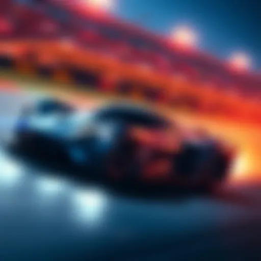 A sleek racing car with modern features speeding on a track, representing the anticipated replacement in Atlas Racer.