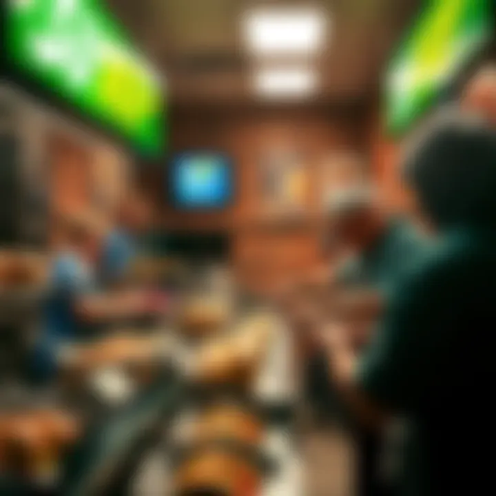 Fresh sandwiches being prepared at a new Subway location